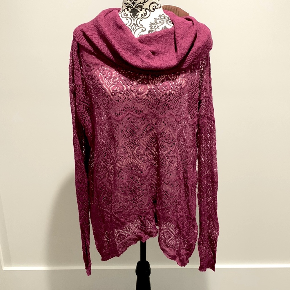 Grace & Lace, purple lace sweater, size: 16